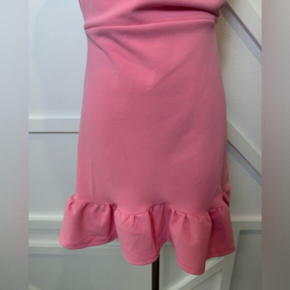 NWOT Lulus Pink Impeccable Essence Pink Surplice Tiered Mini Dress Size Small - Picture 6 of 14